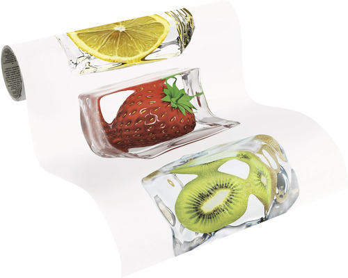 Papier peint avec motifs de citron, de fraise et de kiwi