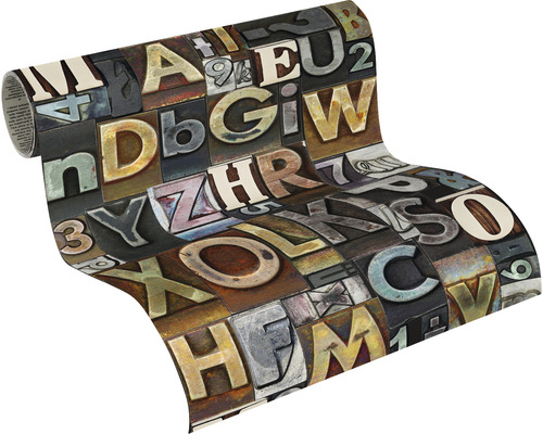 Rouleau de papier peint avec motif de lettres