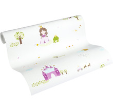 Tapetenrolle mit Prinzessin, Frosch, Burg und Kutsche Motiven