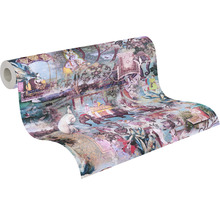 Rouleau de papier peint avec des motifs indiens tels que des éléphants et des paons