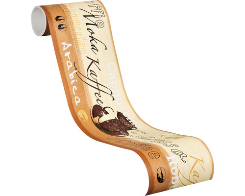 Kaffeebordüre mit Kaffeemotiven und Schriftzügen