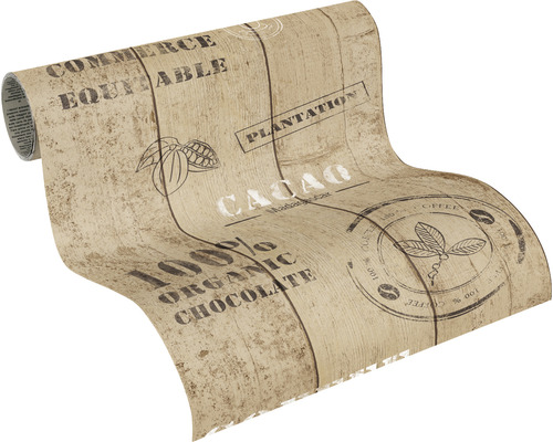 Rouleau de papier peint avec motif de fèves de cacao et de café