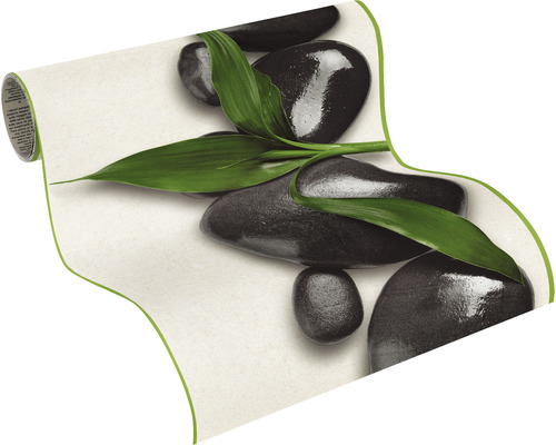 Rouleau de papier peint avec motif de pierres et de plantes