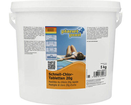 Pastilles de chloration rapide pour piscine Planet Pool 5 kg