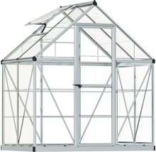 Serre Harmony 6x4 panneaux de polycarbonate 0,7 mm avec cadre de fondation 126 x 185 cm aluminium