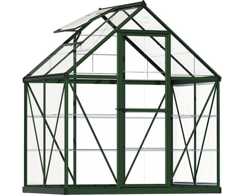 Serre avec étagères et une porte