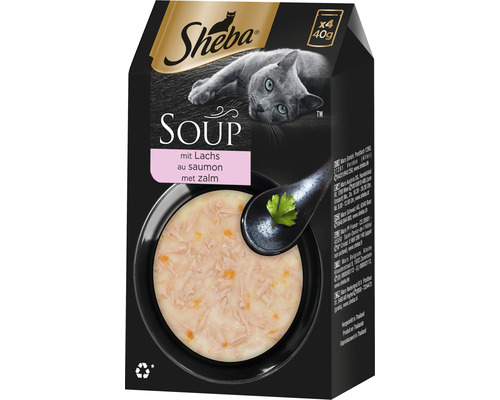 Sheba Soup nourriture pour chats au saumon, 4 fois 40 grammes