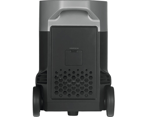 Vue arrière d''une centrale électrique avec poignée et roues