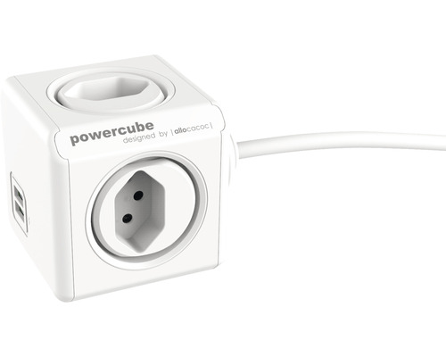 Steckdosenleiste Powercube Extended Allocacoc 4 x T13 2 x USB-A 1.5 m weiss PowerCube Steckdosenwürfel mit Steckdose und USB-Anschlüssen