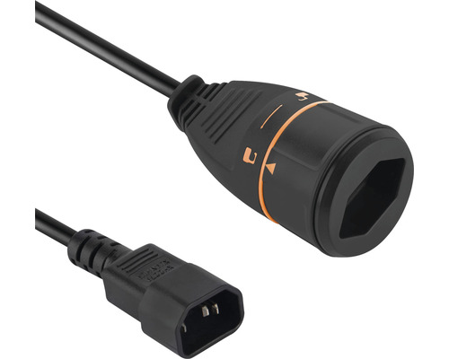 Câble de rallonge électrique Lockxtend USV C14 T13 1.4 m noir avec connecteur Lock