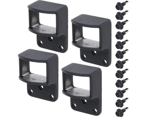 Kit support pour panneau de clôture ALBERTS pour panneaux de clôture Chaussee, Circle anthracite Quatre supports de clôture en plastique avec vis de fixation