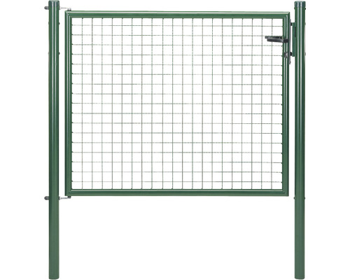 Portail simple à grille ondulée ALBERTS 150 x 125 cm avec poteau 6 x 6 cm phosphaté au zinc vert