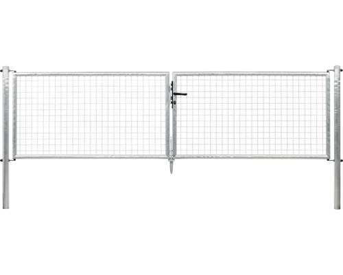 Portail double à grille ondulée ALBERTS 298,8 x 75 cm avec poteau 6 x 6 cm galvanisé à chaud