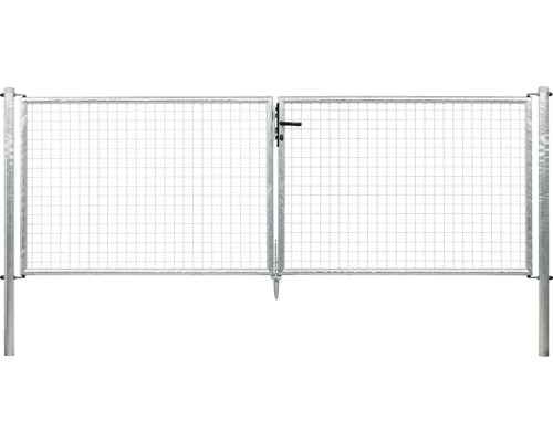 Portail double à grille ondulée ALBERTS 298,8 x 100 cm avec poteau 6 x 6 cm galvanisé à chaud