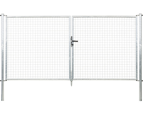 Portail double à grille ondulée ALBERTS 298,8 x 150 cm avec poteau 6 x 6 cm galvanisé à chaud