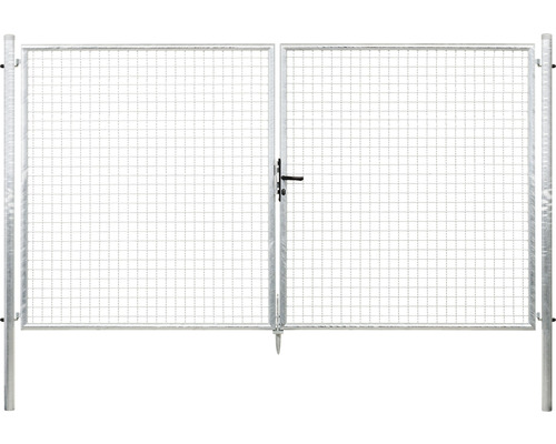 Portail double à grille ondulée ALBERTS 302,8 x 175 cm avec poteau 6 x 6 cm galvanisé à chaud