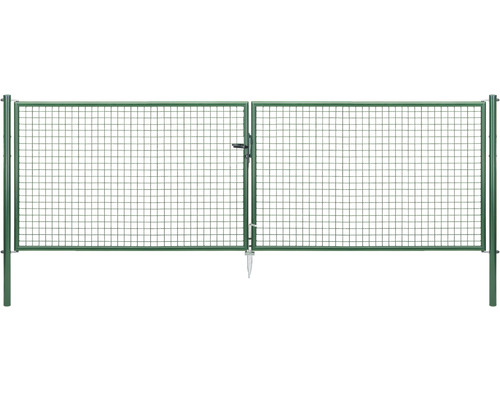 Wellengitter-Doppeltor ALBERTS 400,4 x 125 cm inkl. Pfosten 7,6 x 7,6 cm zinkphosphatiert grün