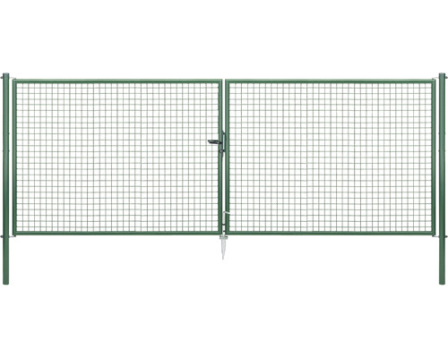 Wellengitter-Doppeltor ALBERTS 400,4 x 150 cm inkl. Pfosten 7,6 x 7,6 cm zinkphosphatiert grün