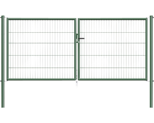 Portail double à barres ALBERTS 298,8 x 125 cm avec poteau 6 x 6 cm vert