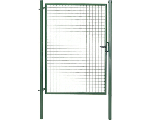 Portail simple à grille ondulée ALBERTS 125 x 175 cm avec poteau 6 x 6 cm phosphaté au zinc vert