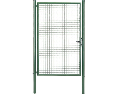 Portail simple à grille ondulée ALBERTS 125 x 200 cm avec poteau 6 x 6 cm phosphaté au zinc vert