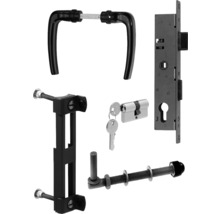 Kit de quincaillerie de porte avec poignées de porte, serrure, cylindre, clés et matériel de fixation