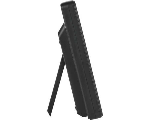 Station météo noire avec support en vue latérale