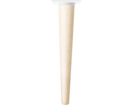 Pied de meuble Tarrox SCANDIA Ø 24-48 x 300 mm bois de hêtre blanc 1 pièce Pied de meuble unique en bois avec plaque de montage