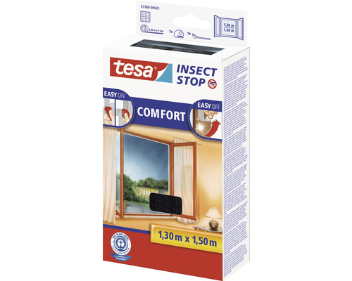 Tesa Insect Stop Comfort Insektenschutzgitter 1,30 Meter mal 1,50 Meter Packung