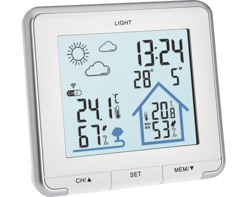 Wetterstation mit Anzeige für Temperatur und Luftfeuchtigkeit