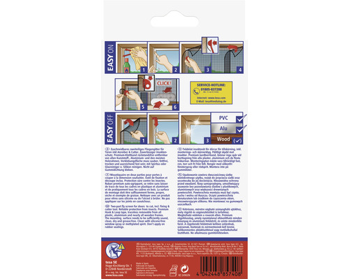 Emballage d''une moustiquaire de porte en deux parties avec instructions de montage