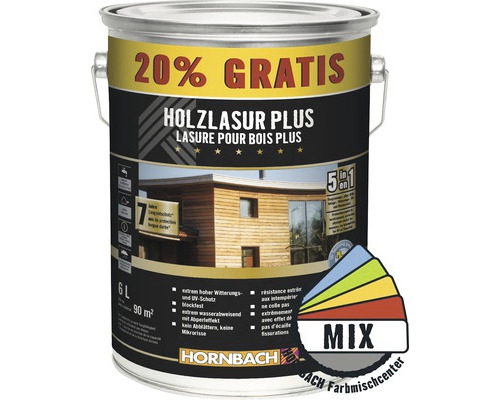 HORNBACH Holzlasur Plus palisander 6 L Holzlasur Plus Dose mit 6 Liter Inhalt