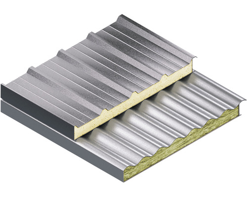 Panneaux sandwich avec profilé trapézoïdal et profilé ondulé