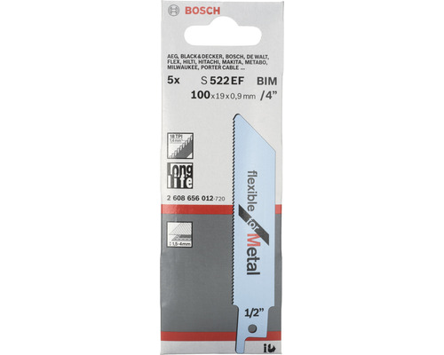 Bosch Lames de scie sabre S 522 EF BIM, 100 mm, pour métal