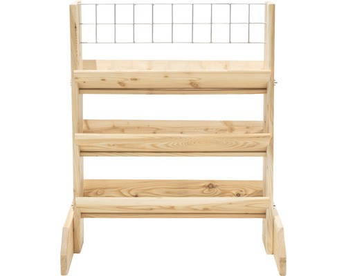 Jardinière surélevée en bois avec trois niveaux et treillis