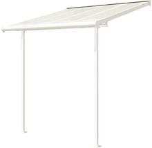 Auvent de terrasse avec toit transparent et poteaux de soutien