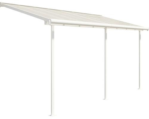 Auvent de terrasse avec plaques en polycarbonate et supports en acier