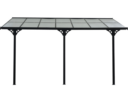 Freistehendes Terrassendach mit vier Säulen und durchscheinendem Dach