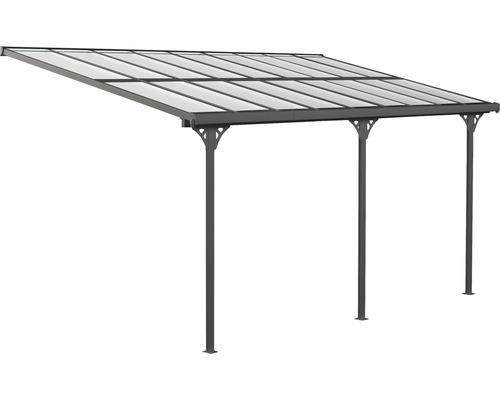 Toit de terrasse avec plaques en polycarbonate et cadre métallique