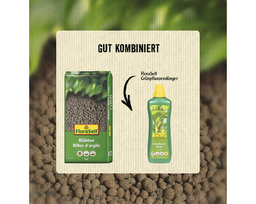 FloraSelf Blähton und Flüssigdünger Kombination.