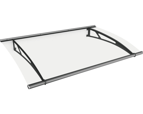 Vordach mit transparenter Abdeckung und Halterungen