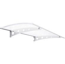 Auvent de porte avec polycarbonate transparent et supports métalliques