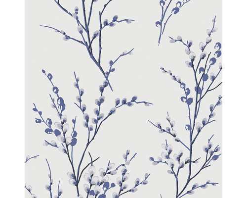 Papier peint intissé 113360 Laura Ashley Pussy Willow bleu Papier peint avec motif de chatons de saule