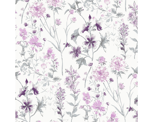Papier peint intissé 113362 Laura Ashley Wild Meadow violet Papier peint à motif floral