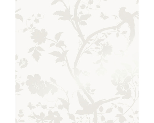 Vliestapete 113391 Laura Ashley Oriental Weiss Tapete mit Vogel-, Blumen- und Schmetterlingsmotiv
