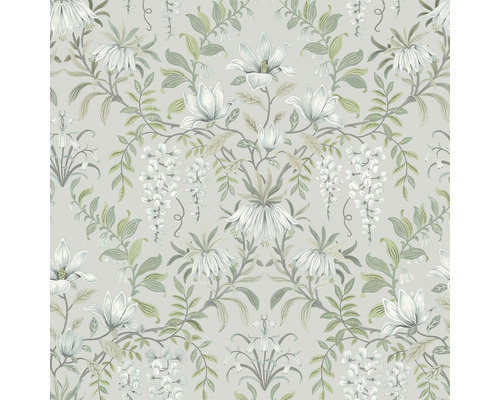 Papier peint intissé 113406 Laura Ashley Parterre vert Papier peint à motif floral avec fleurs et feuilles