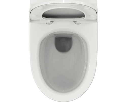 WC suspendu avec bride ouverte et siège de WC