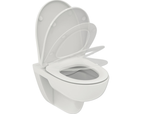 WC suspendu à fond creux avec abattant de WC ouvert