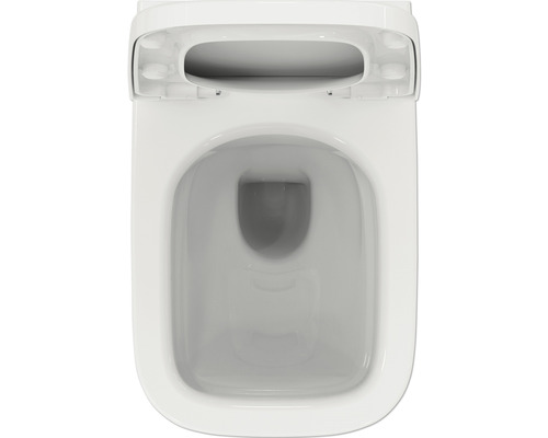 Keramik Toilette mit offenem Toilettendeckel von oben