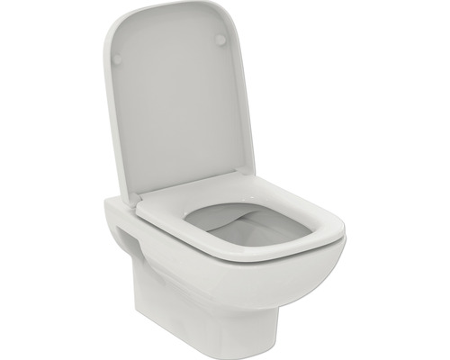 WC suspendu Set Ideal Standard i.life A cuvette à fond creux sans bride blanc avec abattant WC T467101